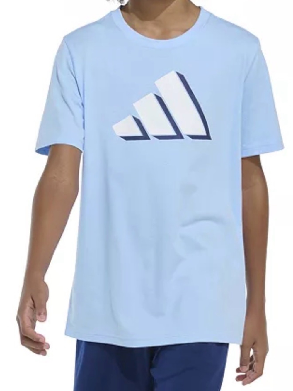 adidas Light Blue Tee with White & Navy Logo